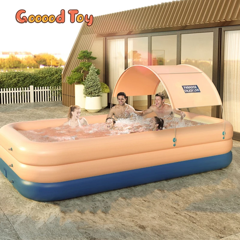 380CM/210CM 3 Layer Automatic Inflatable Swimming Pool Large pools for family Removable Children\'s Pool Ocean Ball PVC Bath Kids