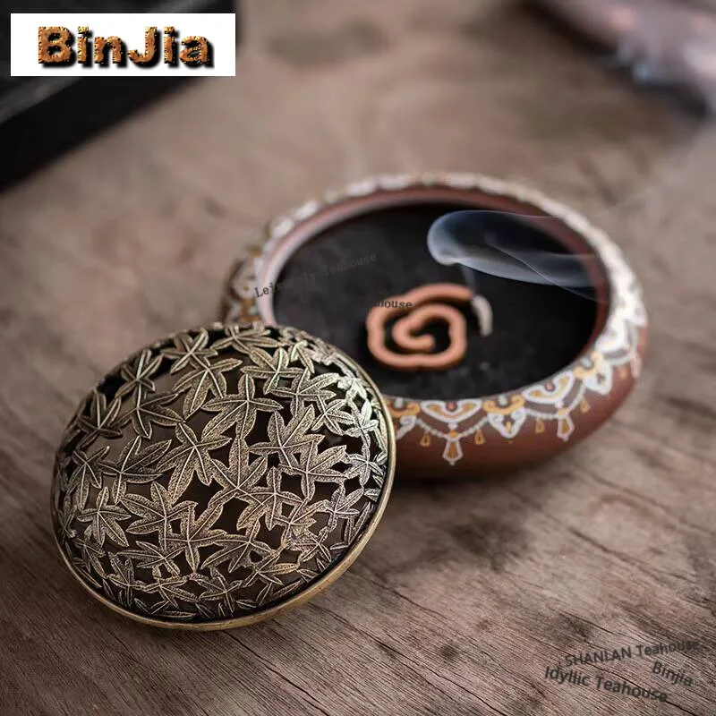 Enamel Colorful Plate Incense Stove Chinese Zen Path Aromatherapy Furnace Small Sandalwood Burnerhousehold Kung Fu Tea Ornaments