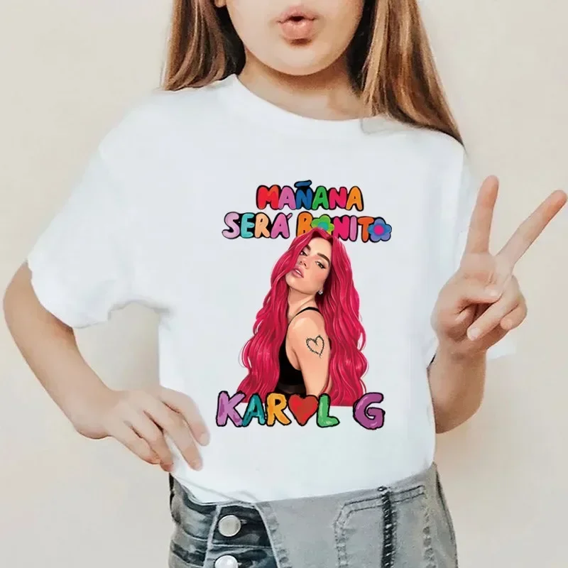 Summer Cotton Girl T-shirt Manana Sera Bonito Karol G Bichota Print Fashion Kids T Shirt Children Clothes Fashion Baby Tops Tees