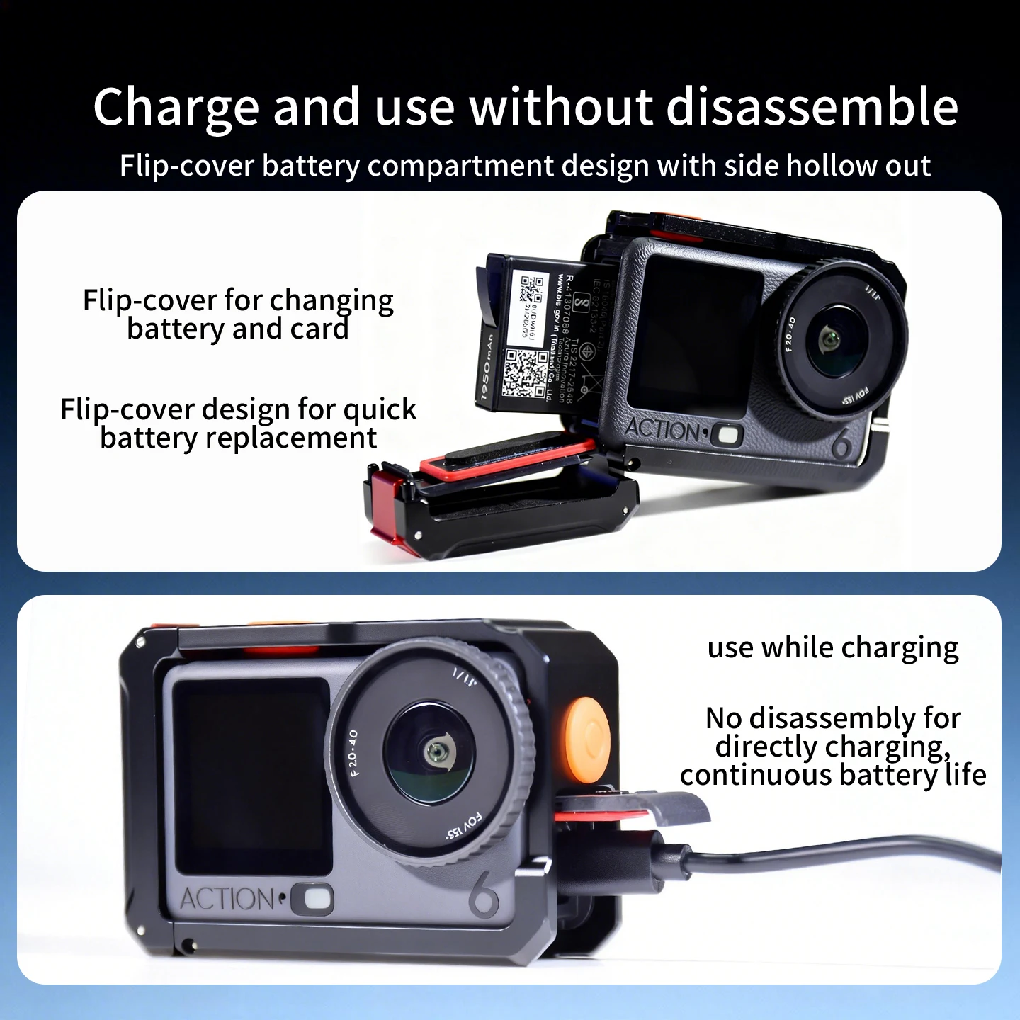 Neues Magnetisches Action6 Käfig-Griff-Set für DJI Osmo Action 6 Kamera Schnellverschluss Horizontal Vertikal Halterung Stativ Selfie-Stick – Detail 32