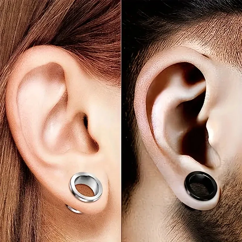 2pcs 2-20mm Stainless Steel Pulley Ear Plugs Expander For Men Women Double Flared Tunnel Earrings Body Piercing Jewelry Unisex