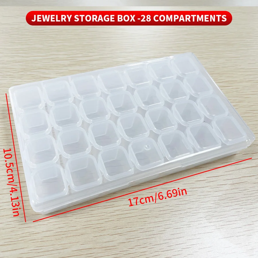 Portable Transparent 28 Grid Nail Enhancement Storage Box Tool Accessory Box Detachable Plastic Box Jewelry Diy Storage Box