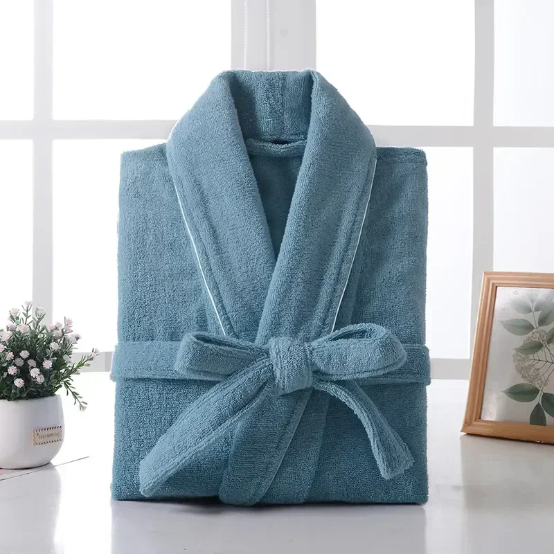 Bathrobe Absorbent Waffle Lightweight Robe Bath Thick Men 100% Gown Cotton Long Towel Terry Sleepwear Women Dressing