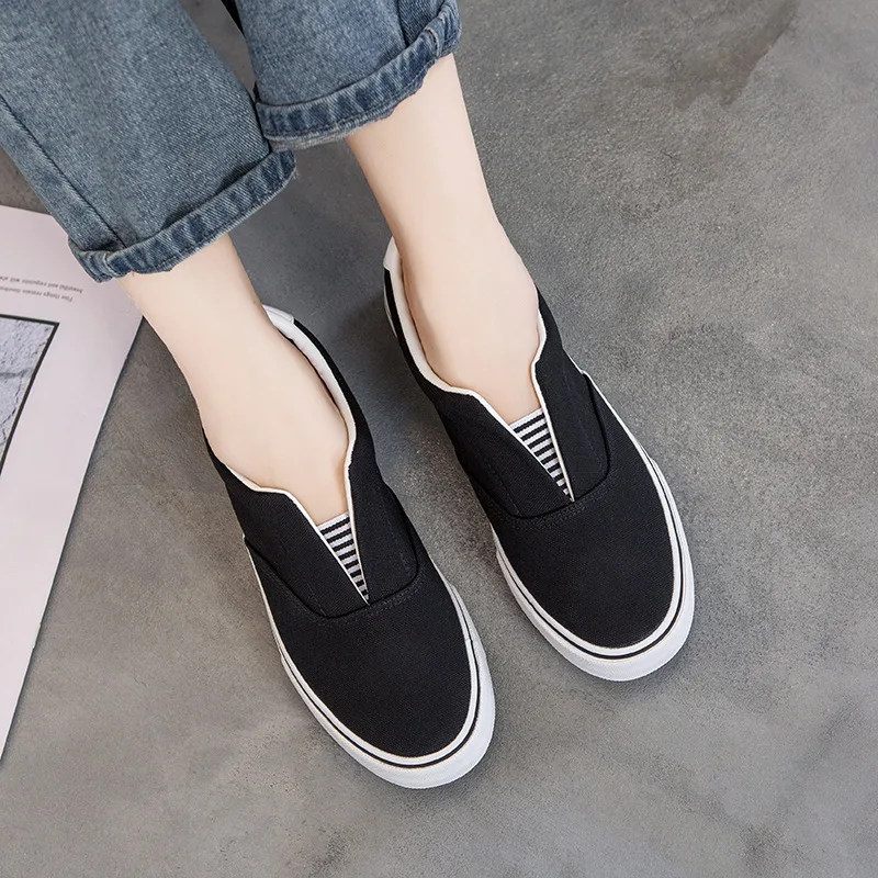 Vrouwen Gevulkaniseerd Schoenen Vrouwen Sneakers Slip Op Flats Schoenen Instappers Lopen Platte Zapatos De Mujer Platform Sneakers