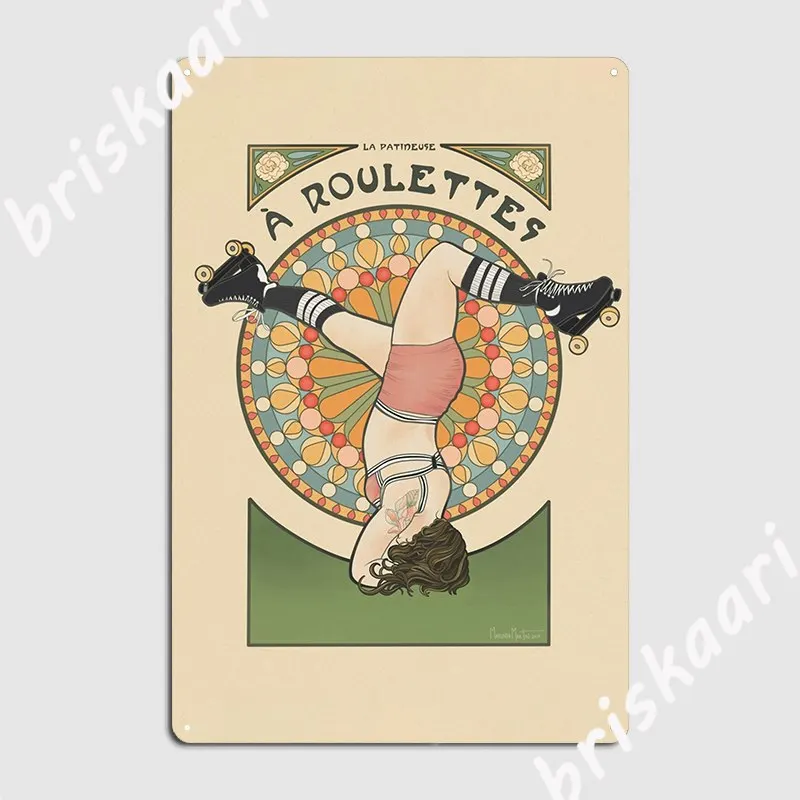 La Patineuse A Roulettes Poster Metal Plaque Classic Plaques Club Bar Club Tin Sign Poster