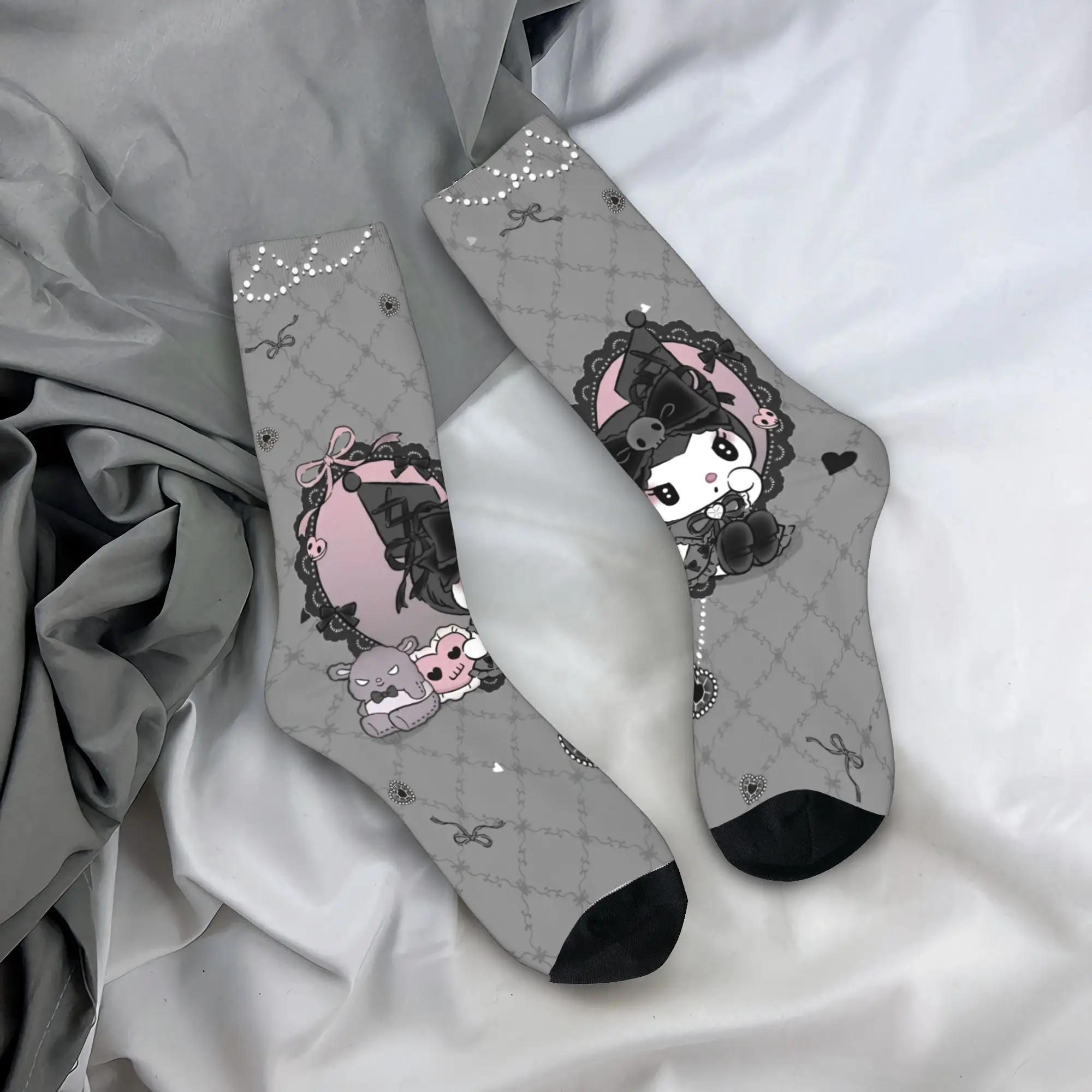

Cute Kuromi Baku Cartoon Socks Men Women Polyester Casual Socks Hip Hop Spring Summer Autumn Winter Middle Tube Socks Gift