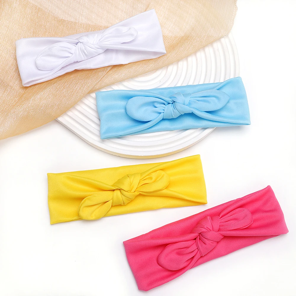 New Baby Nylon Headband Soft Rabbit Bowknot Turban Hair Bands for Children Girls Elastic Headwrap Hair Accessories