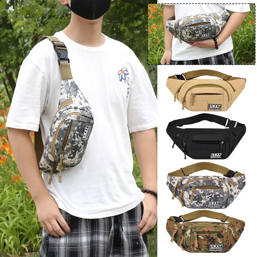 

Outdoor Waist Bag Men's Fanny Pack Rainproof Lightweight Camouflage Messenger Running Crossbody Waist Pouch Bag Bag Chest B M5F7