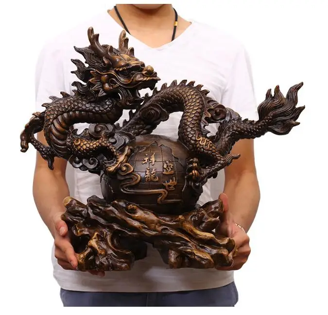 

Chinese Good Lucky Dragon Figurines and Statue Golden Dragon Animals Sculpture Home Office Wedding Decor Ornaments Crafts