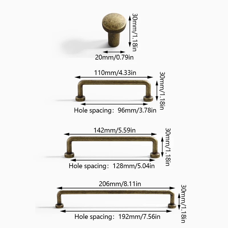 Średniowieczne szafki antyczna miedź w stylu Retro obsługują minimalistyczny sprzęt do gałki szuflady ze stopu nowego uchwyty do garderoby drzwi w