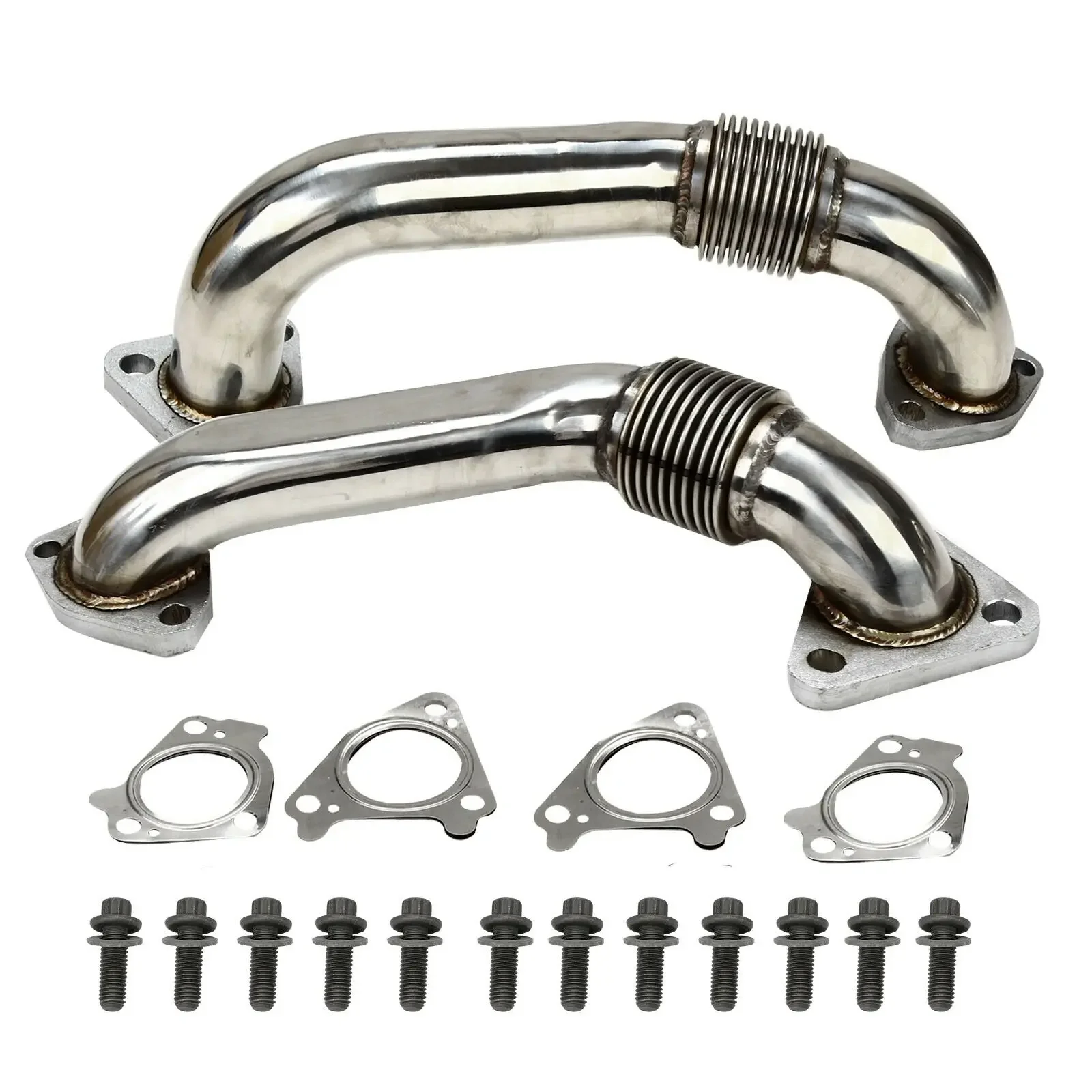 

Heavy Duty Up Pipes And Gasket Kit For 6.6L Duramax Ugraded 304SS 2001-2016 GMC Chevy