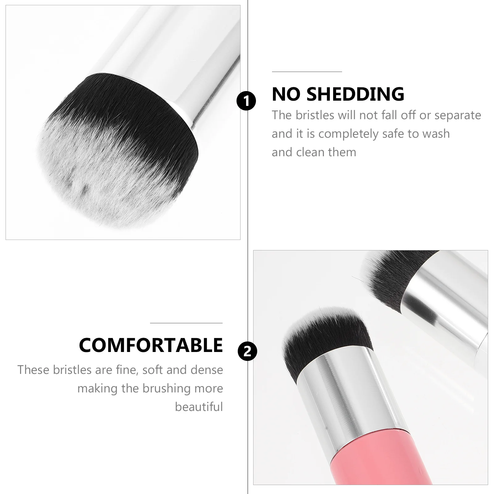 2Pcs Makeup Brush Set Premium Synthetic Hair Dense Soft Foundation Blush Powder Brush for Women Beauty Tool Liquid Cream