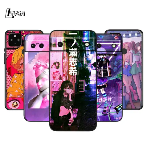 Vaporwave Falha Anime Para O Google Pixel 7 6 5 5A 4 4A XL Pro Coque Para LG Q60 V60 V50 V50S V40 V35 V30 ThinQ Caso de Telefone