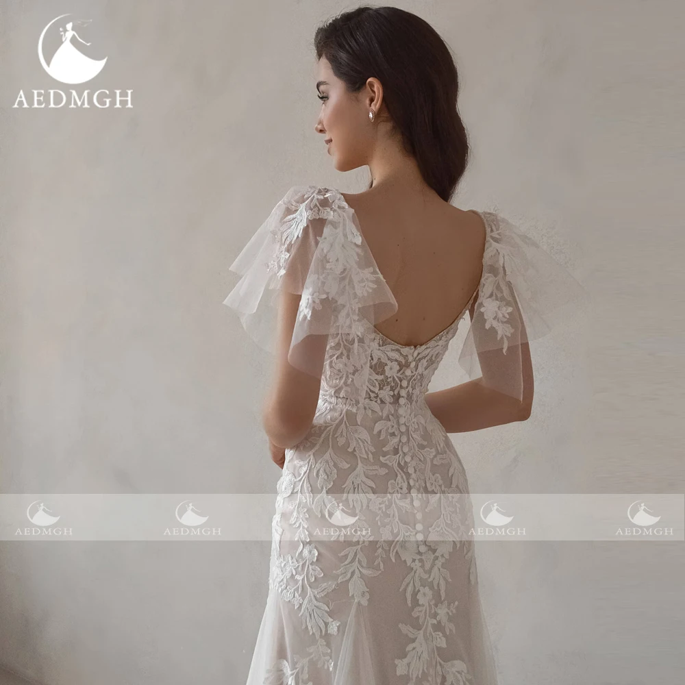 Aedmgh Mermaid Wedding Dresses 2024 Sweetheart Detachable Ruffle Sleeve Vestido De Novia Appliques Elegant Robe De Mariee