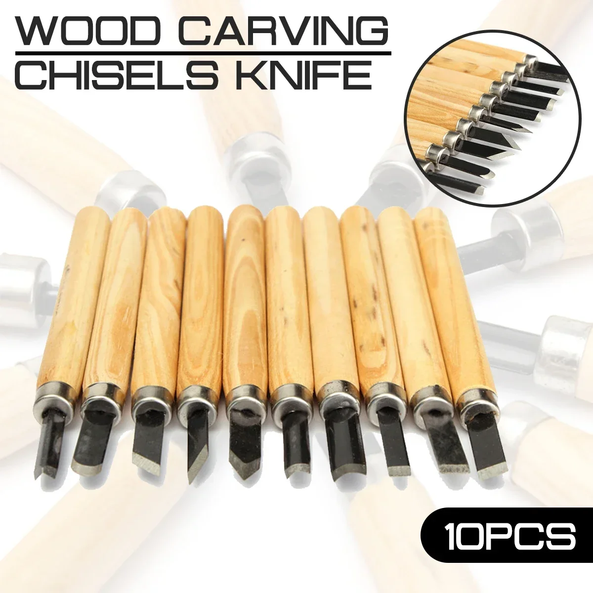 10pcs/set Wood Carving Chisels Knife for Detailed Woodworking Gouges Hand Tools and Basic Wood Cut DIY Tools Marking Tools