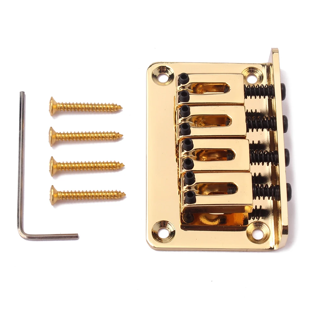

GA906 Metal 4 String Bass Bridge Vintage Style Bridge for Guitar with 4 Screws and 1 Wrench (Golden)