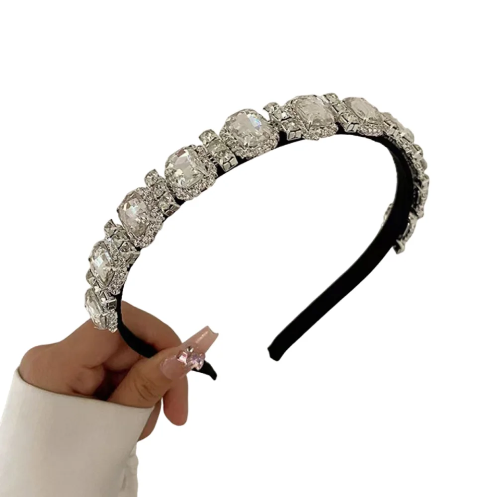

Multicolor Gem Full Rhinestone Headbands Shiny Gorgeous Baroque Tiara Multi-purpose Square Rhinestone Gem Headband Women Wedding