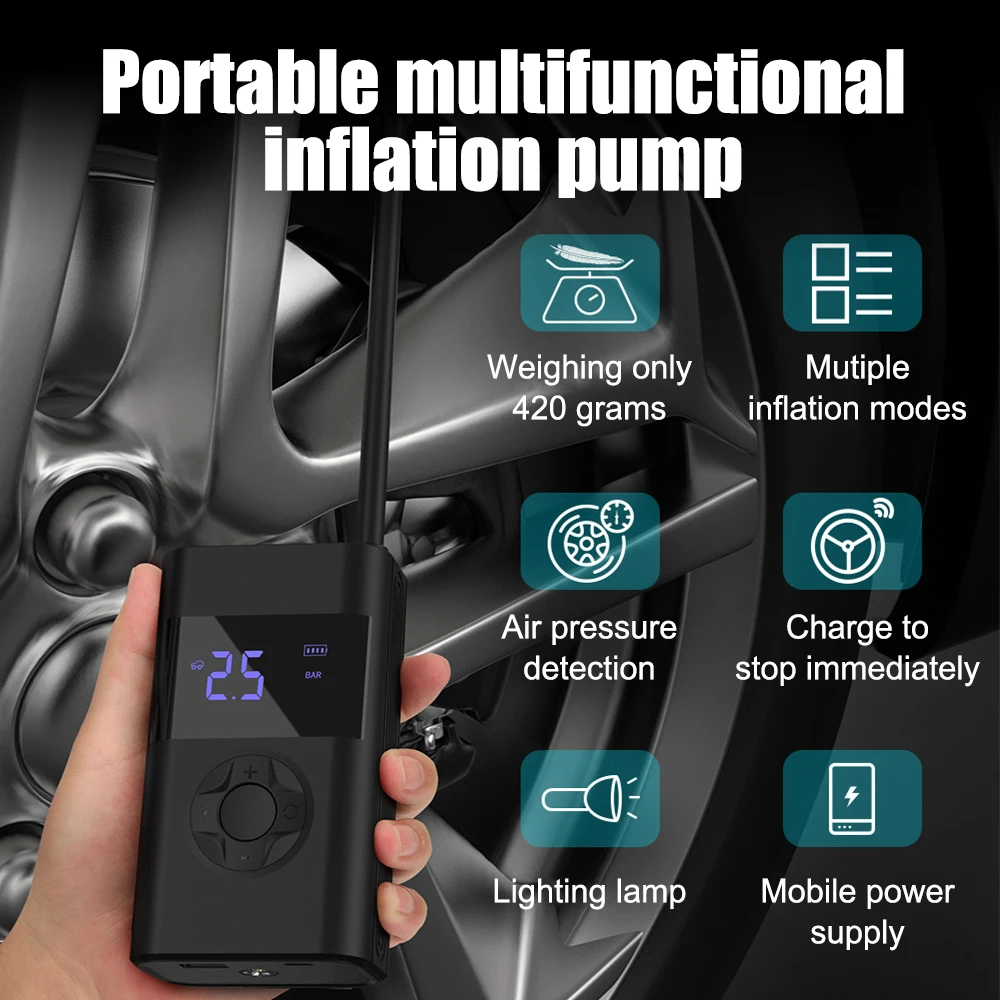 For Car Mounted Motorcycle Bicycle Ball Auto Inflator Air Compressor Car Electrical Air Pump Wireless Tire Inflatable Pump