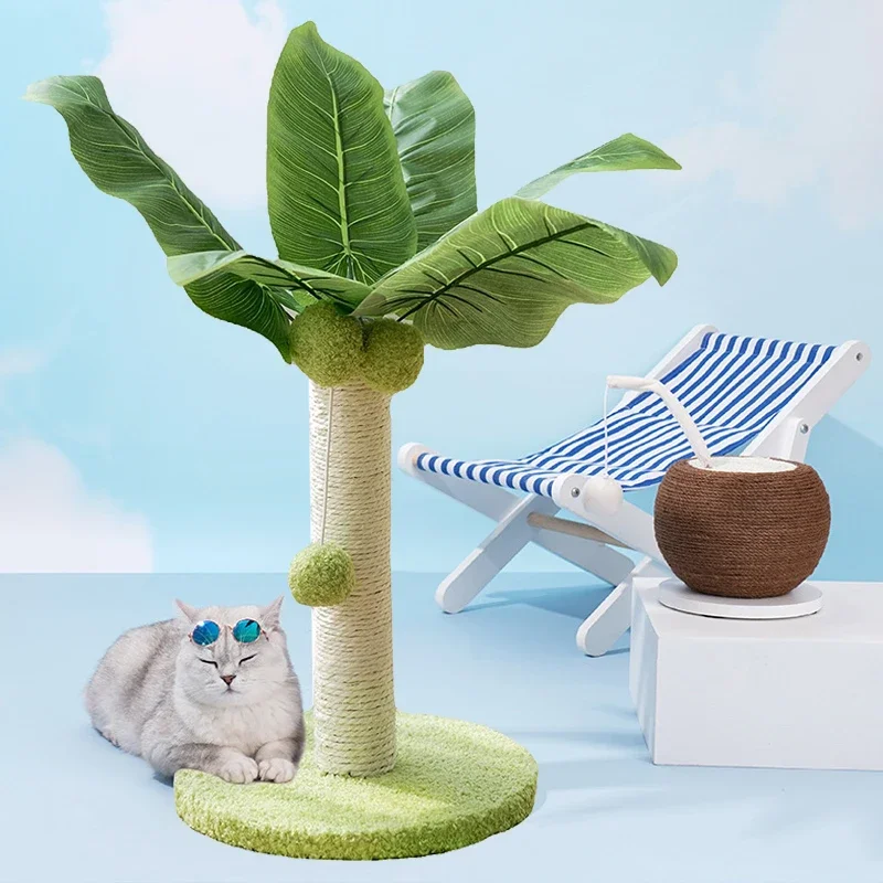 Cat Scratching Post for Cats Tree Catcus Cat Scratcher Posts Toy Cute Kitten Kitty Sisal Rope Scratch with Teaser Ball