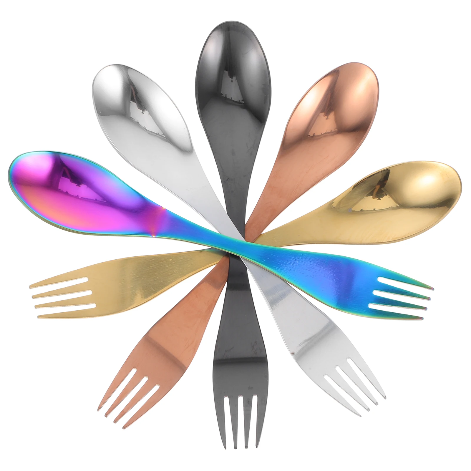 

5pcs Stainless Spoon Fork -friendly Tableware Dual-purpose Travel Kitchen Bar Tableware Set