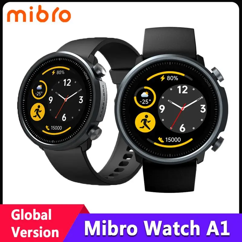 Top! Mibro A1 Global Version Smart Watch 5ATM Waterproof Heart Rate SpO2 Monitor Fitness Tracker 20 Sports Modes Bluetooth