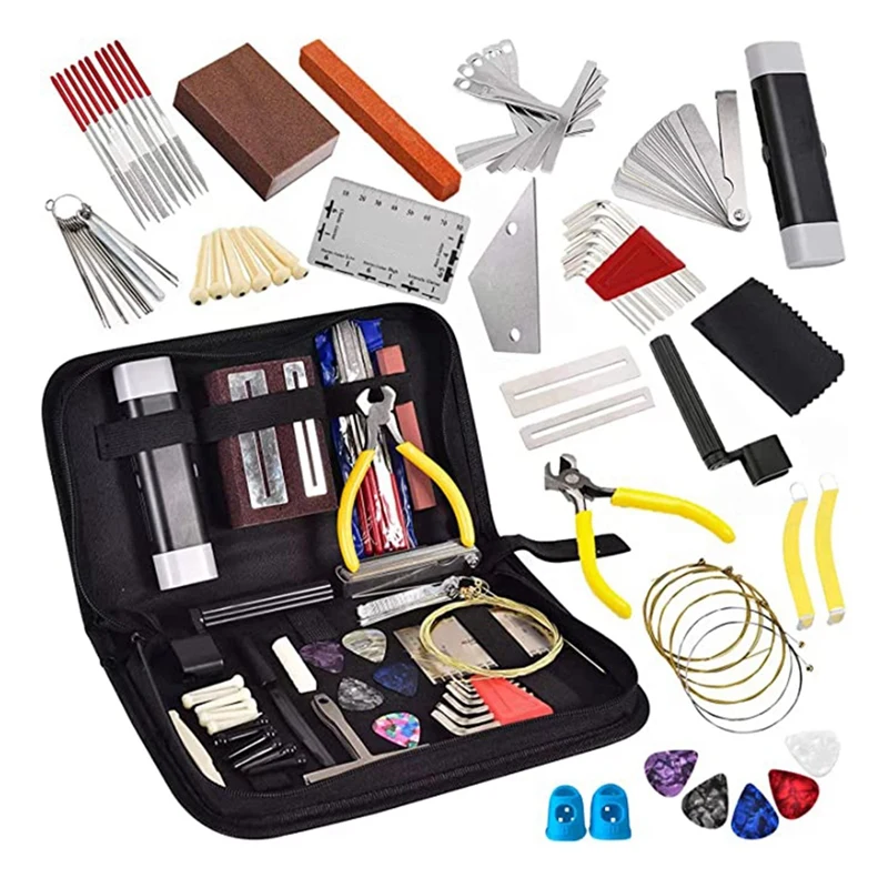 

77 Pieces Guitar Maintenance Kit Repair Tool Set Electric Guitar String Instruments With Tote Bag Acoustic Guitar,