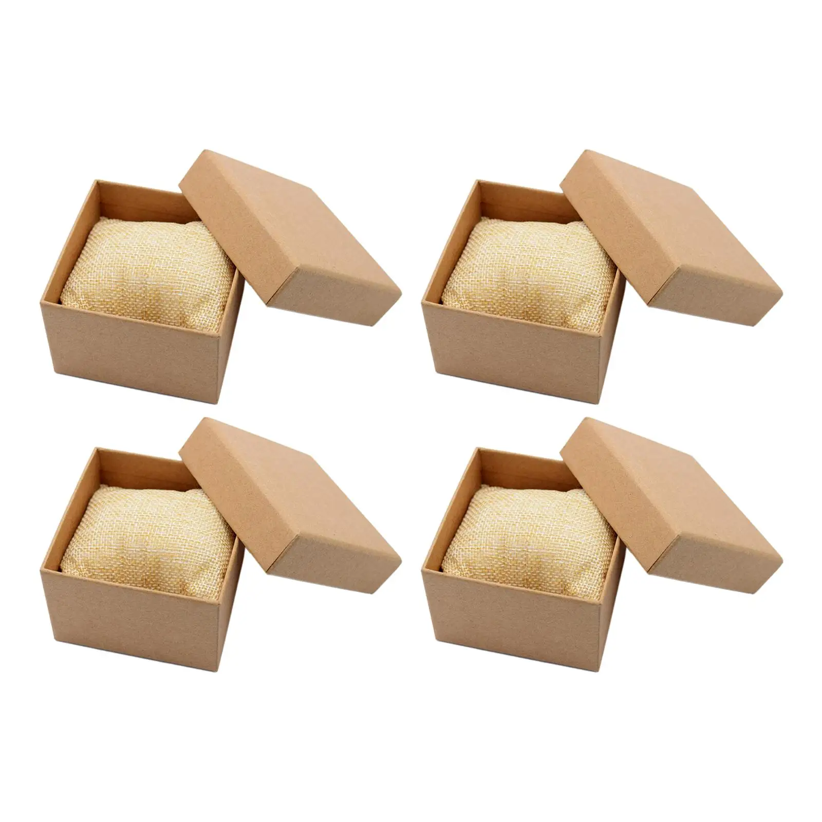 4Pcs Kraft Watch Box Jewelry Box for Men and Women Single with Pillow