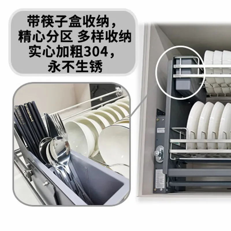 304 Stainless Steel Double Layer Pull Out Basket Kitchen Cabinet Storage Rack Drop Down Bowl Organizer Drawer System for