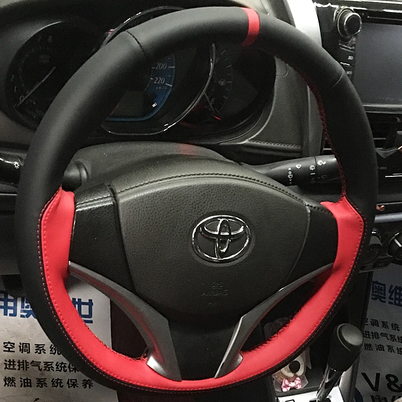 

DIY Hand-Sewn Leather Car Steering Wheel Cover for Toyota Yarisl Highlander Vios Avalon Prado