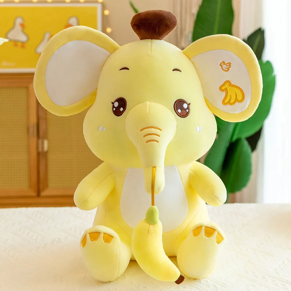 Banana-Elephant Plush Pillow Ultra-Soft Comforting Kids Nurserys Animal Theme Pillow Cushion Ideal Present Toy Companion