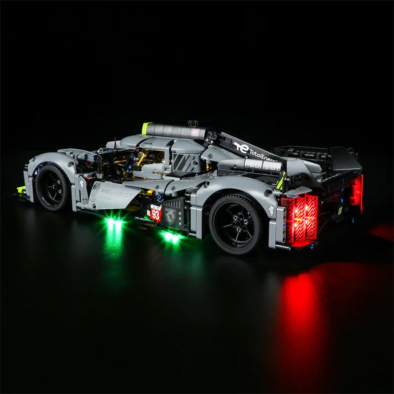 Bloques de construcción híbridos Le Mans para niños, juguete de ladrillos para armar coche Peugeot 9x8 de 24 horas, con solo luz LED, no incluye