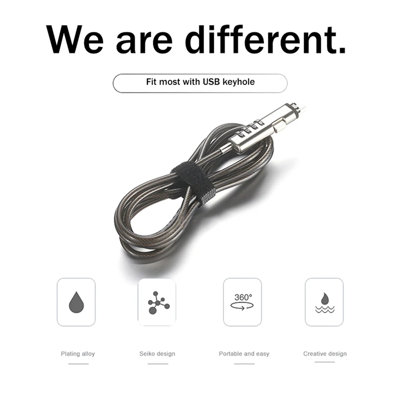 【Горячая】3X USB-замок с паролем, компьютерный замок, защита от кражи, универсальный замок с паролем для ноутбука
