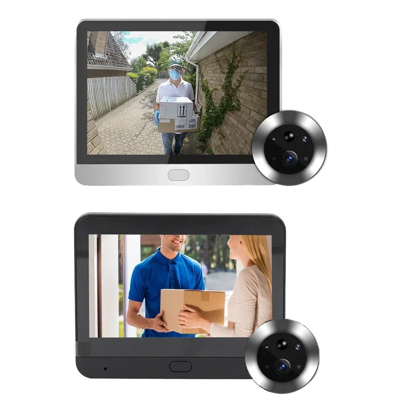 4.3 Inch Wide Angle Digital Access Control Video Doorbell Wifi Electronic Cat Eye Intelligent 1080P Auto Sensor Door Eye Camera