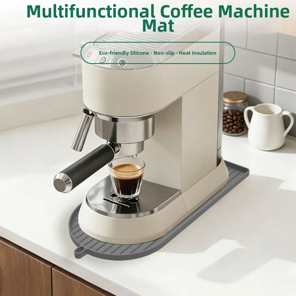 NonSlip Silicone Coffee Machine Mat With Raised Edge Heat Resistant Drip Tray For Bar Counter Easy Clean Spill Proof Pad 42x20cm