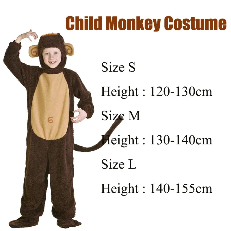 qq45Adult Animal Cosplay 2022 Família Bebê Criança Macaco Traje de Halloween
