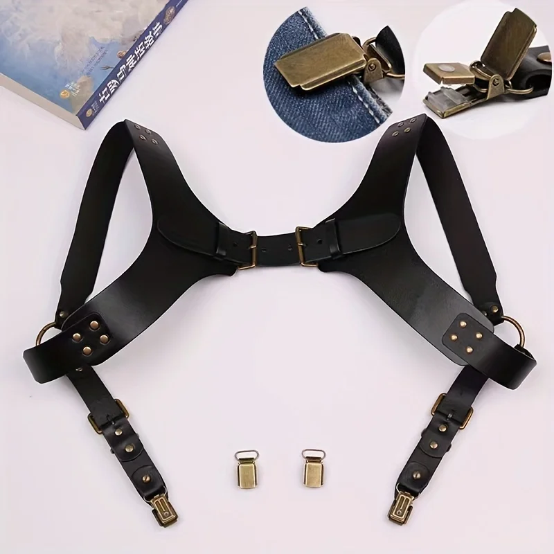 American holster pants clip pure cowhide fashion men\'s anti-drop shoulder strap underarm side clip back strap