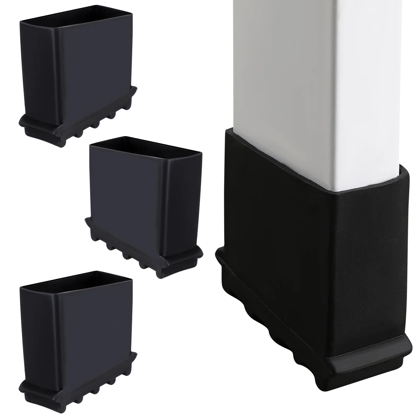 

4Pcs Non-Slip Ladder Feet Cover Herringbone Design Rubber Protector Durable Wear-Resistant Thick Balanced Black Random