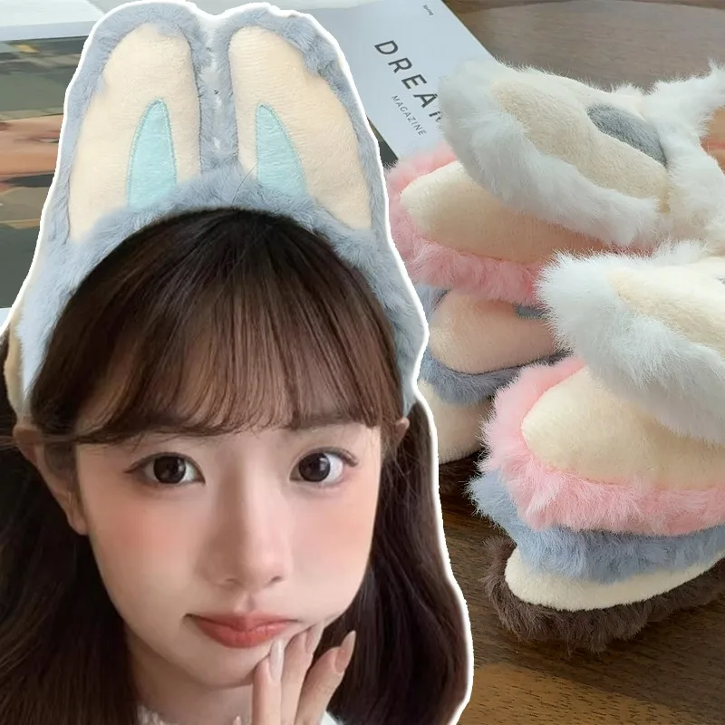 

Плюшевая повязка на голову с ушками животных, милые заячьи уши, аксессуары для волос для косплея, обруч для волос, регулируемая повязка на голову для женщин и девочек, головной убор