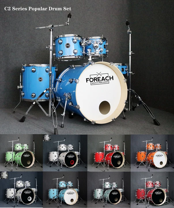 Hot Sale FOREACH Wrapped Acoustic Drum Set Drum Kit