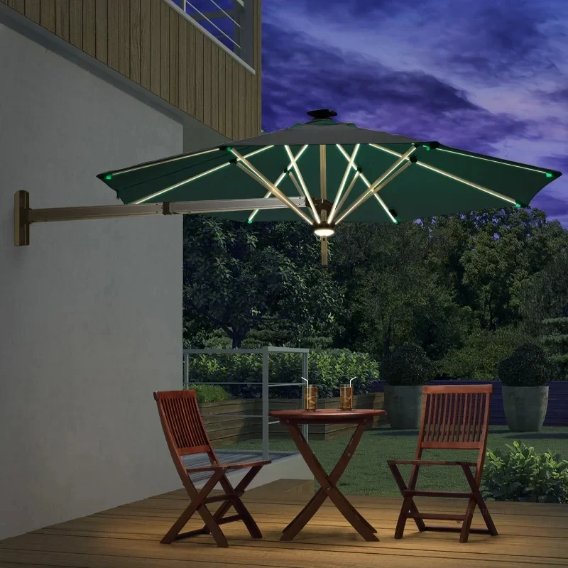 Outdoor Half Gazebos Hanging Wall Retractable Umbrella Villa Garden Solar Powered Outdoor Sun Umbrella Courtyard Sunshade Tents