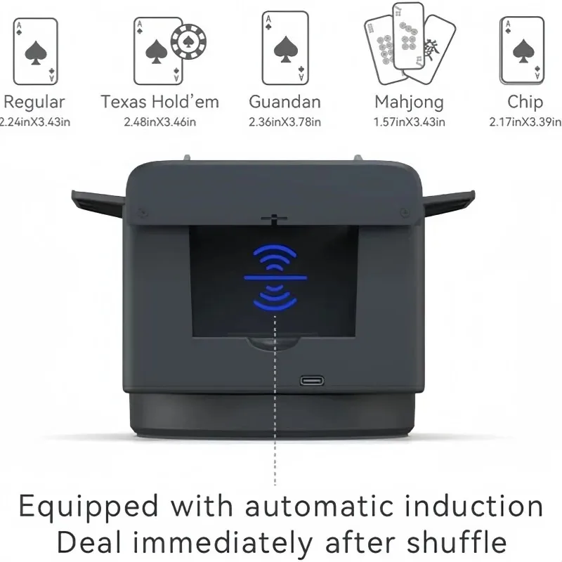 360° Automatic Card Dealer Machine 2-in-1 Poker Dispenser Rechargeable Casino Playing Card With 4 Bid Buttons Poker Device