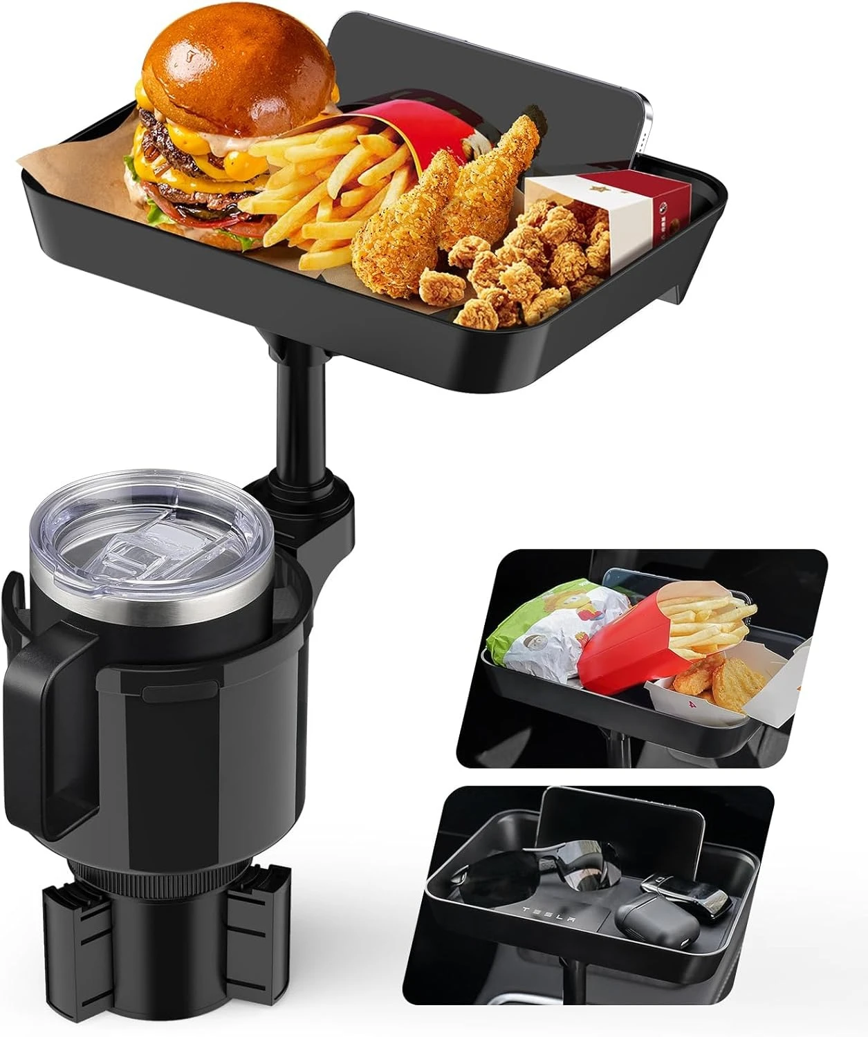 

Car cup holder tray, car cup holder expansion adapter, 9.5-inch detachable car dining table, essential for road travel
