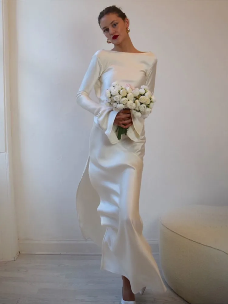 

Prom Dresses Dress Vestidos 2025 Woman Vestido Femininos Banquet Slit Solid Color Backless Elegant French Temperament Sexy Party