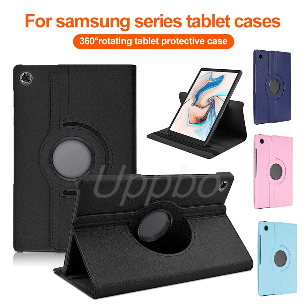 360 Rotating Stand Lychee Pattern Leather Case For Samsung Galaxy Tab S10 Plus S9 S7 S8 FE 12.4 Tab A9 A8 10.5 A6 Lite 10.4