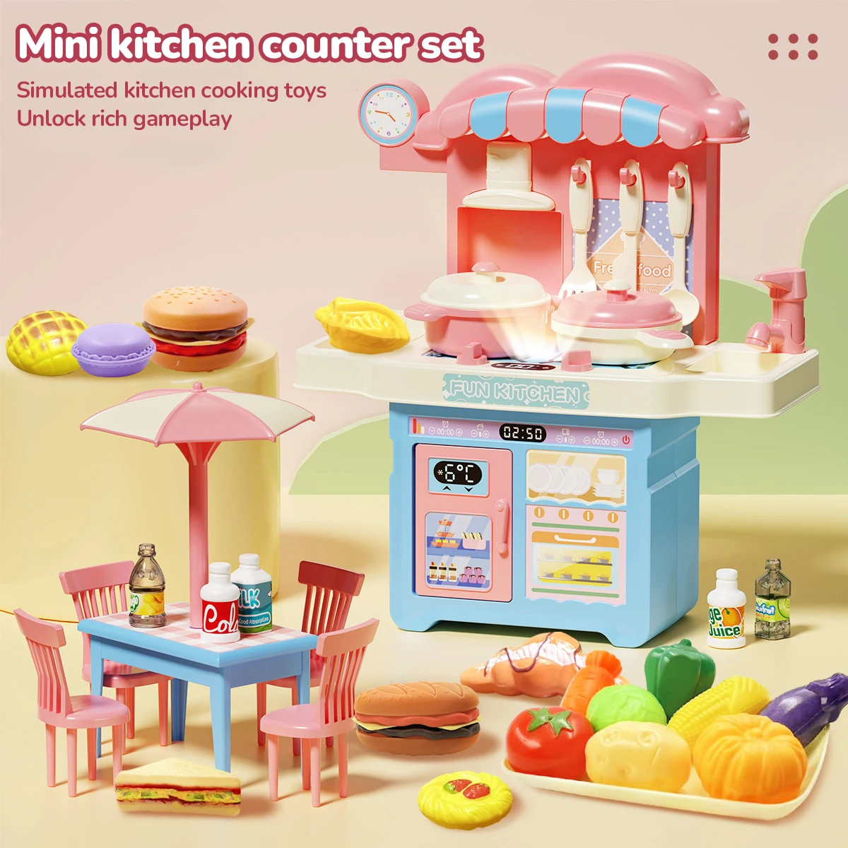 Gesimuleerde Keuken Speelset Miniatuur Voedsel Bedrukken Speelhuis Apparaten Wasserij Kookgerei Rollenspel Speelgoed voor kinderen Meisjes Spel