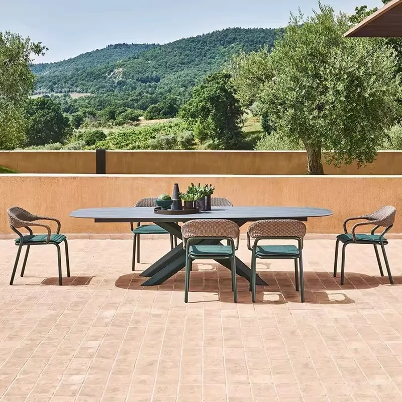 

Outdoor Courtyard Garden Chairs Terrace Homestay Modern Leisure Garden Chairs Restaurant Aluminum Furniture Gartenstuhl MHSF