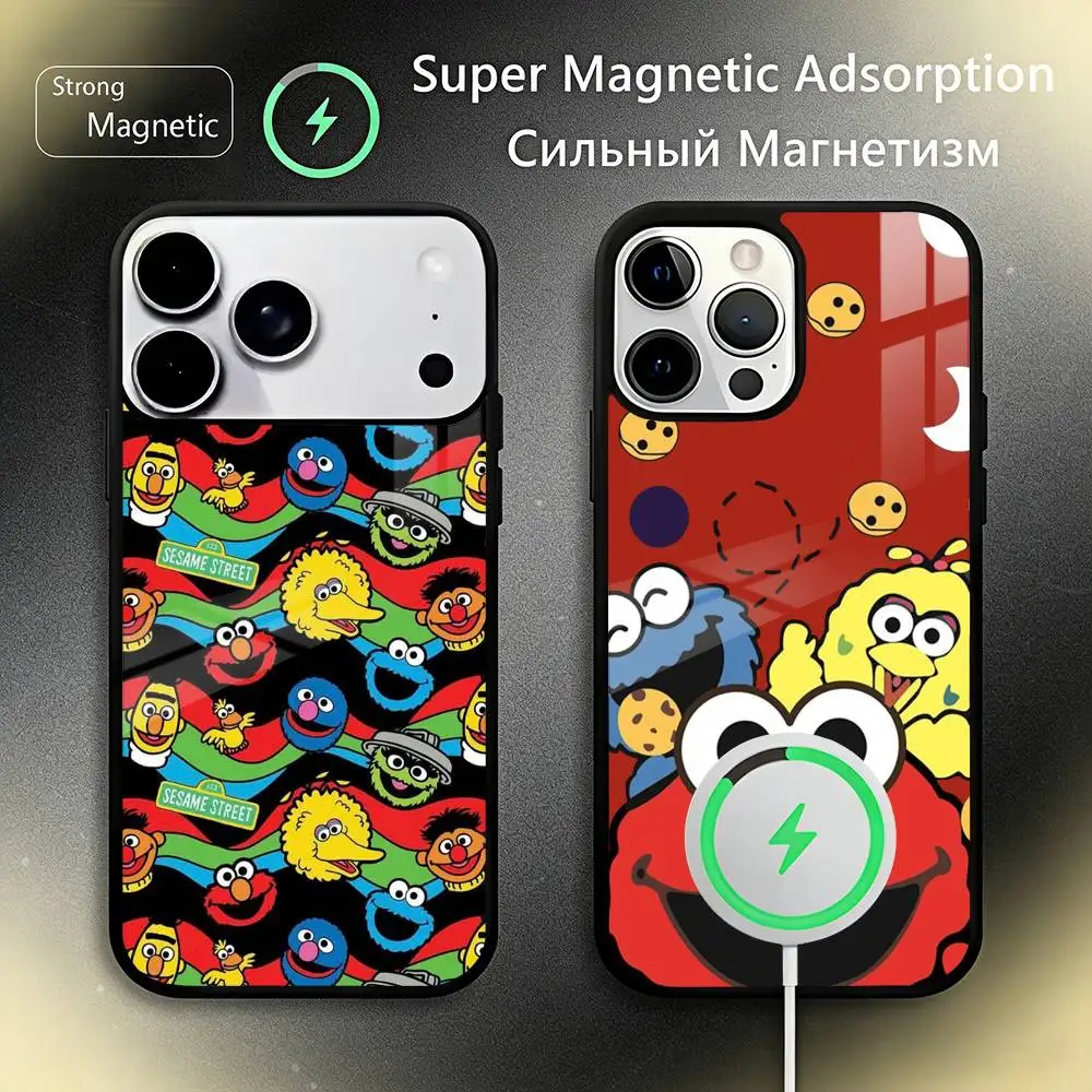 

S-Sesame S-Street C-Cookie Elmo Phone Case For iPhone17,16,15,14,13,12,11 Plus,Pro Max, New Magnetic Wireless Charging