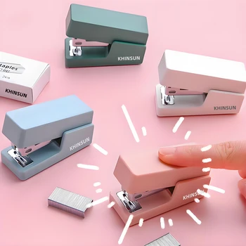 KHINSUN Mini Stapler Set Portable Color Paper Binding Machine Use 24/6 26/6 Staples Fashion Stationery Office Supplies 1