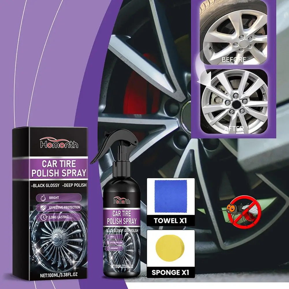 High-efficiency Car Tire Polish Long-lasting Waterproof Anti-fouling Aging From And Car Tire Protects Polish Spray Tires J1N2