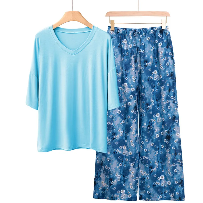 

Printed New Pajamas Set Casual Modal Women's Home Clothes Big Size Comfortable Sleepwear For Sleeping Pyjamas Femmes Nightwear